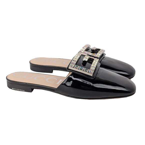 Gucci Shoes - SOLD Gucci Black Patent Leather G Slide Mules